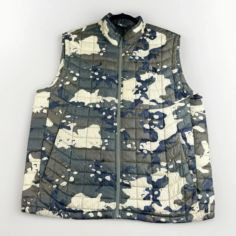 The North Face Mens XL ThermoBall Camo Vest Lightweight Puffer Full Zip